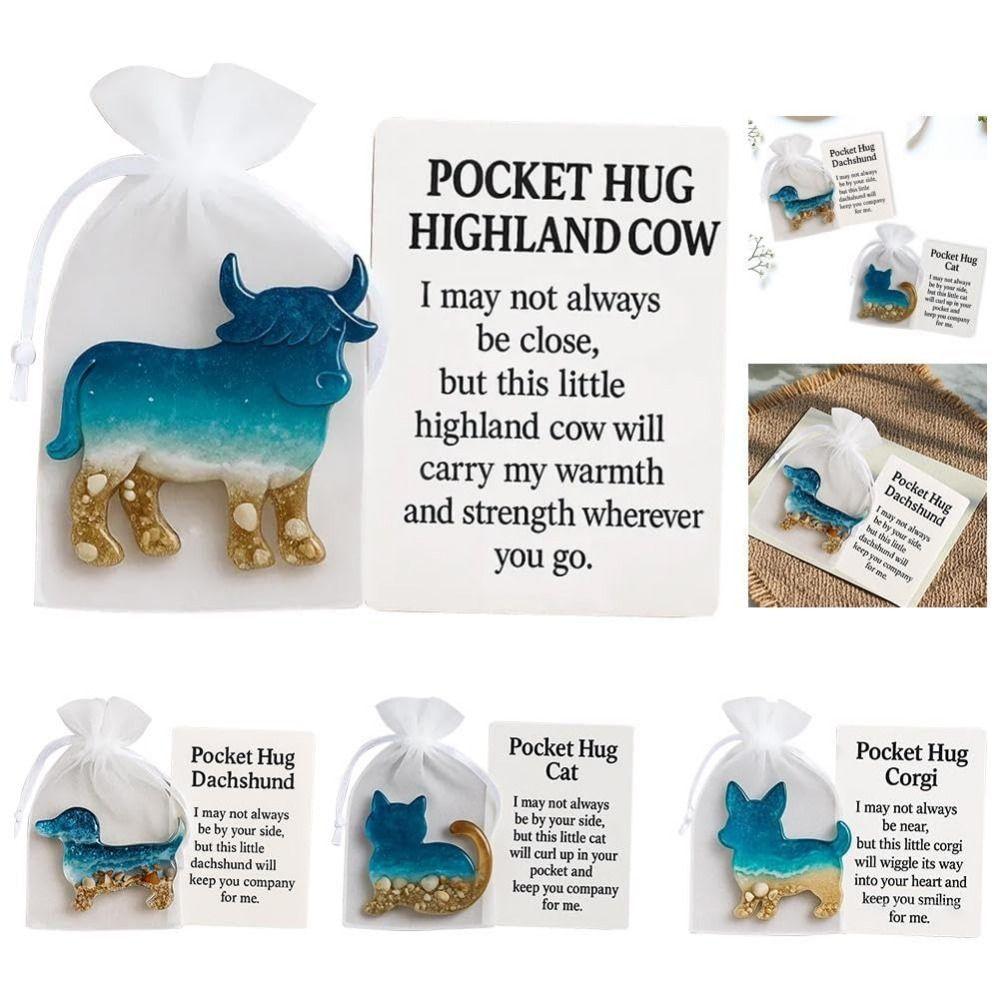 Positive Card Pocket Hug Gifts Miniature Figurine Inspirational Card  for Thoughtful Gift