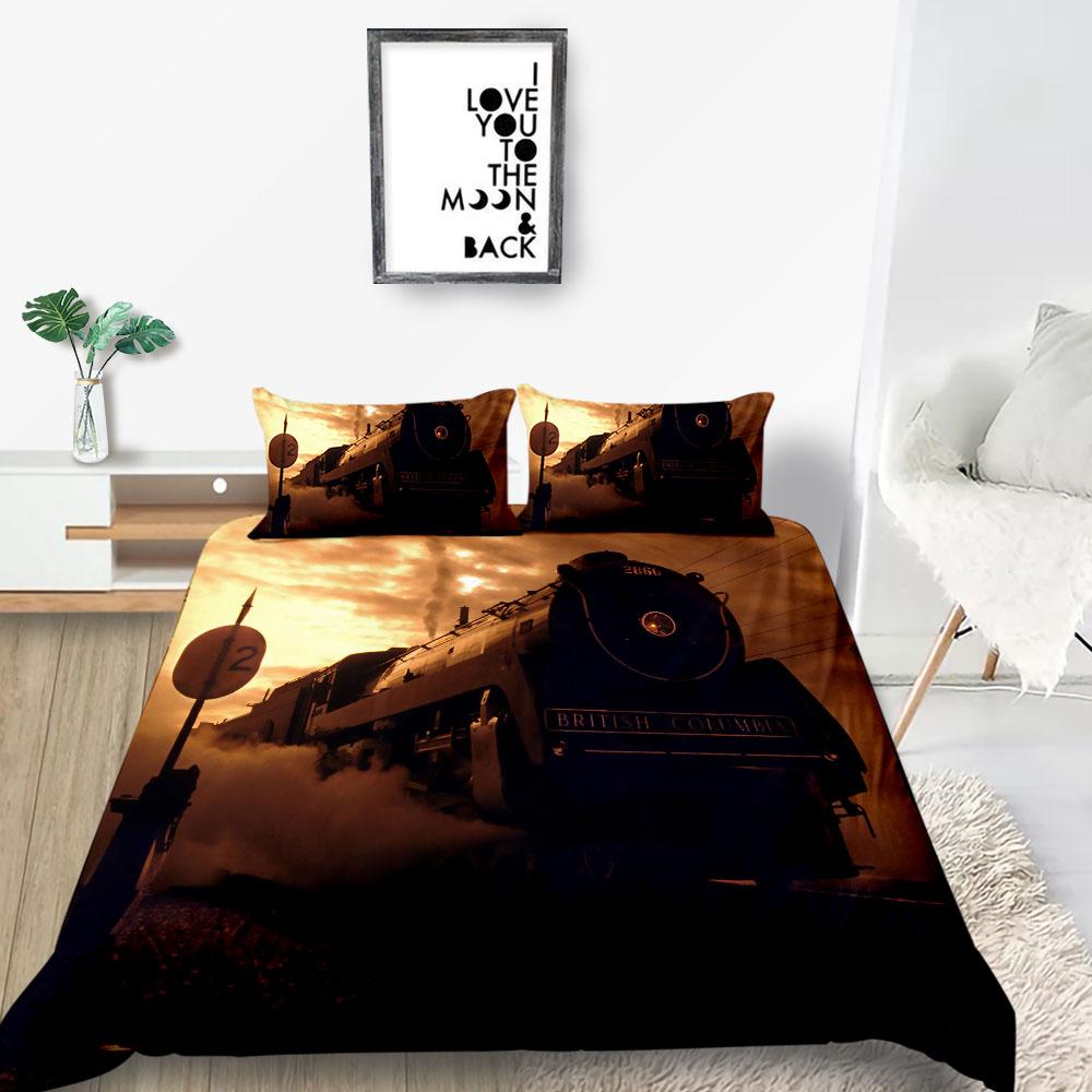 Bedding Cover Suit 2/3 Pcs Home Bedclothes Train Unique Design Quilt Covers with Pillowcase Highend Bed Cover Sets