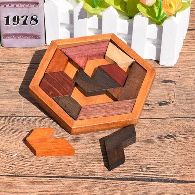 Hexagonal-shaped Wooden Blocks - Suitable for Adults, Parents and Children. A Six-sided Three-dimensional Jigsaw Puzzle, Board or Set.