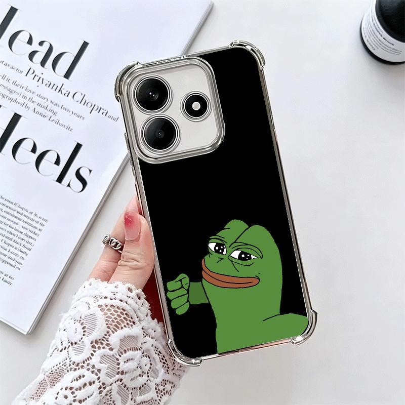 Funny Sad Forg P-Pepe Meme Plating Phone Case For Xiaomi Redmi Note 14 15 Pro Plus 13 12 11 11S 11T 10 9S 9 5G Anti-Fall Airabag