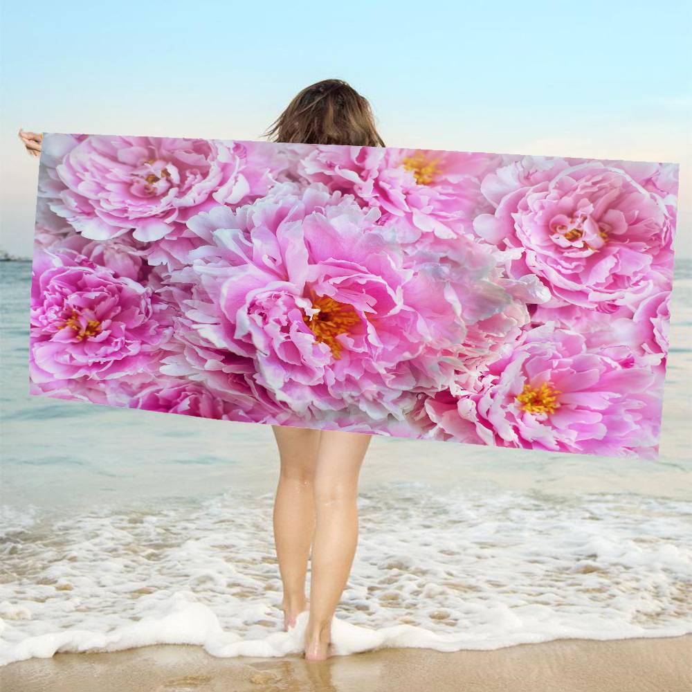 

Fluffy Petal Peony Flower Big Microfiber Beach Towels Quick Dry Towel Sand Beach Towels Pool Towel For Travel Swim Pool Yoga W40*H60(CM)