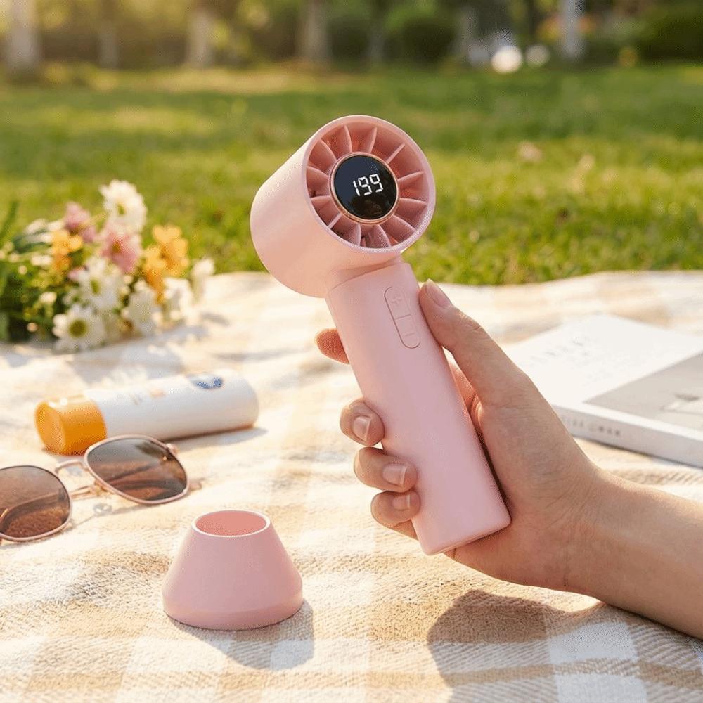 Compact Design Mini Fan Rechargeable Digital Fan On-the-Go Handheld Fan  Walking Use
