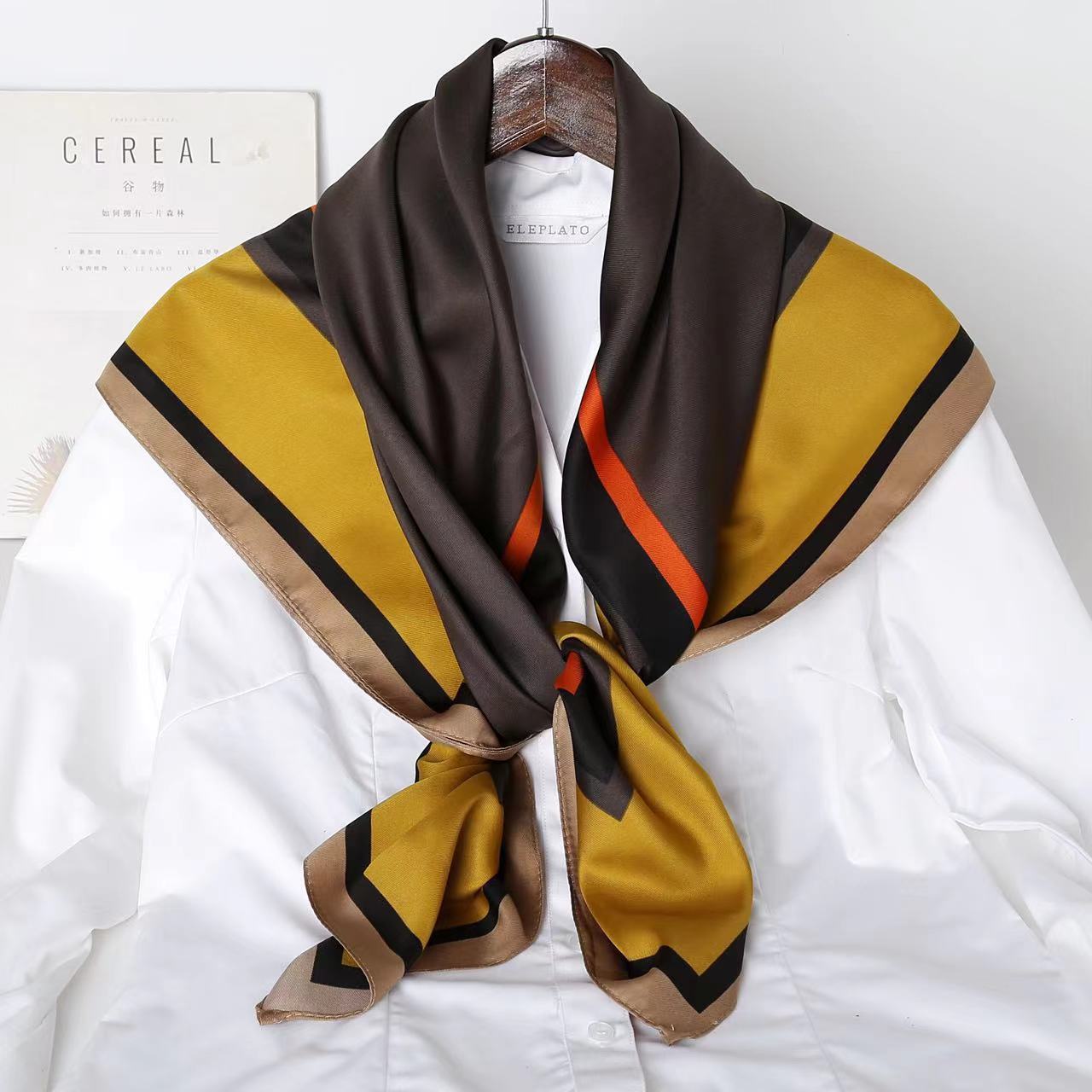 

90 см новый модный уличный универсальный платок для осени и зимы простой большой квадратный шарф искусственный шелковый шарф для женщин 90*90cm