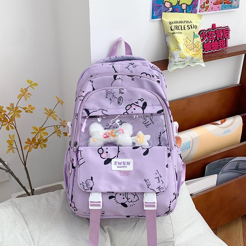 School Bag Women's Insens New Junior High School and College Student Cartoon Print High-value Large-capacity Dirt-resistant Backpack