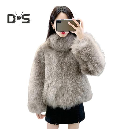 

Осень-зима, женский кардиган, пальто, пушистый плюшевый воротник-стойка, сохраняющий тепло, длинные рукава, утолщенный, короткий, однотонный, из искусственного меха XXL хаки