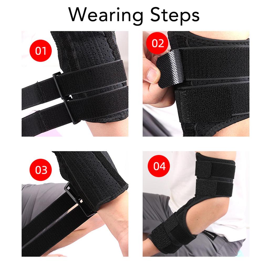 Night Elbow Sleep Support Brace Adjustable 4 Straps Elbow Support Guard for Tendinitis Arthritis Cubital Tunnel Syndrome