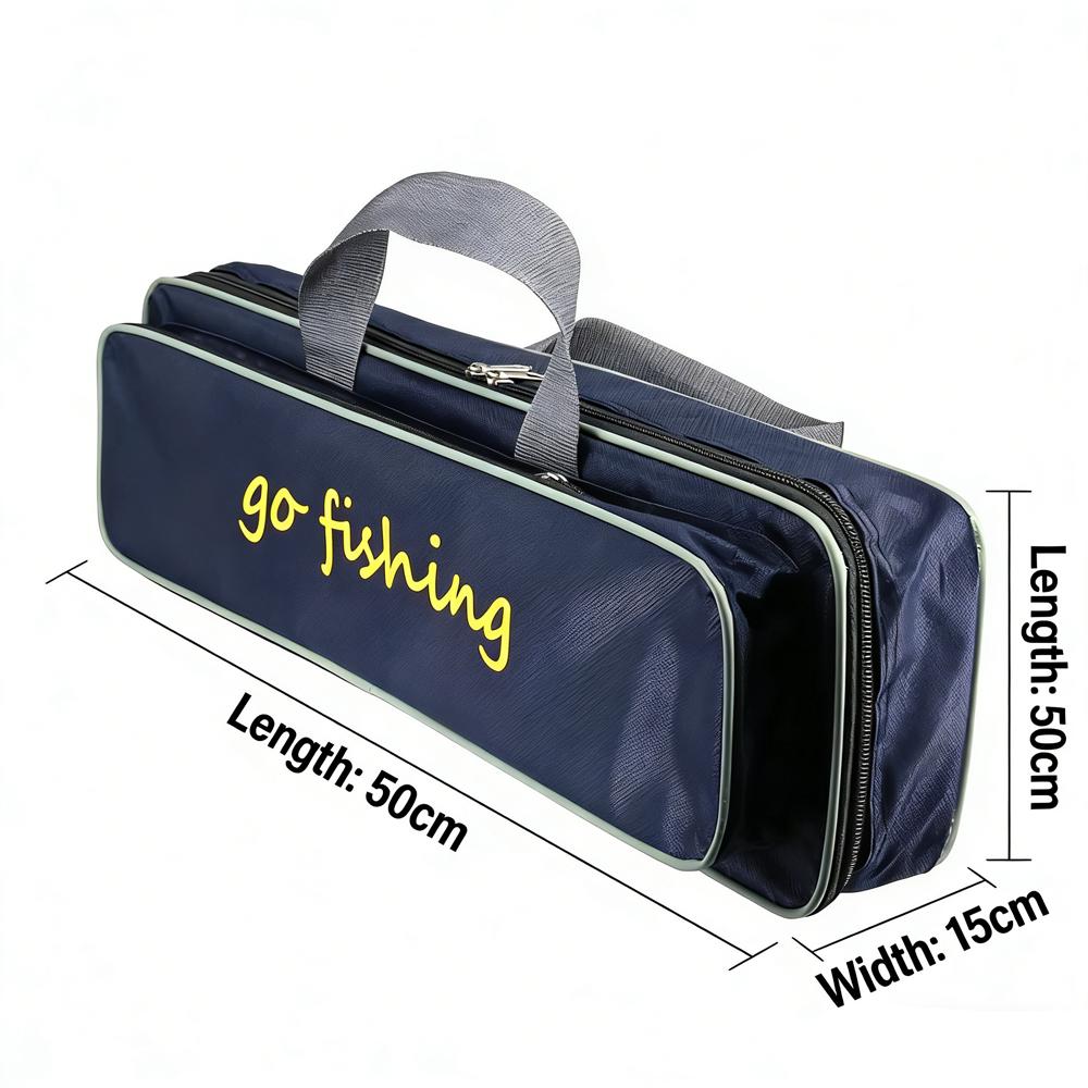 Étui Professionnel pour Canne à Pêche 50cm Tissu Oxford Durable Sac Imperméable à Motif Rayé Pochette Multifonctionnelle pour Rangement de Matériel Accessoires d'Extérieur