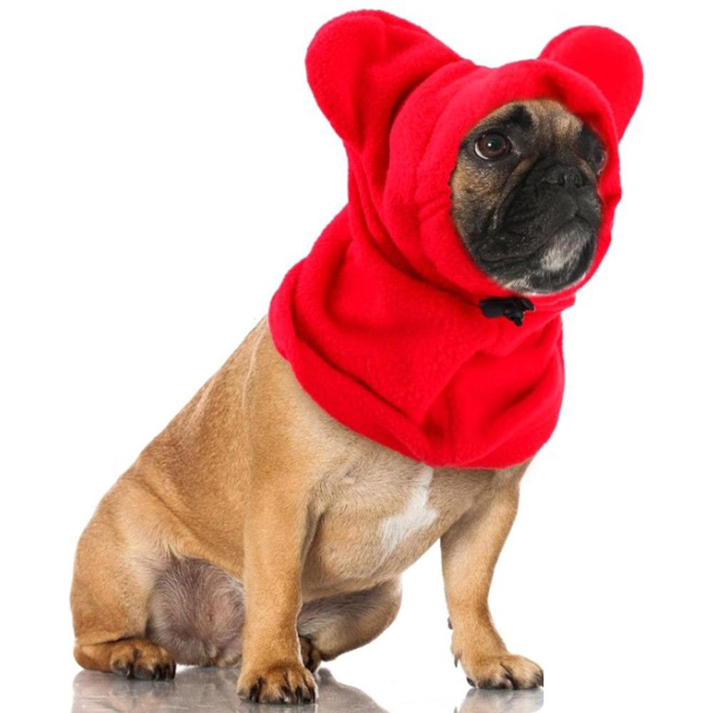 

Soft Fleece Pet Winter Hats Adjustable Design Pet Hood Headgear Dog Fleece Bat Hat French Dogs червоний