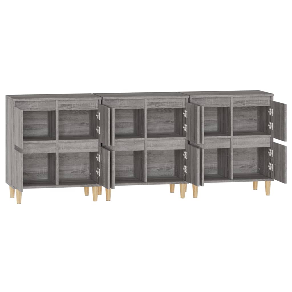 Sideboards 3 pcs Grey Sonoma 60x35x70 cm Engineered Wood