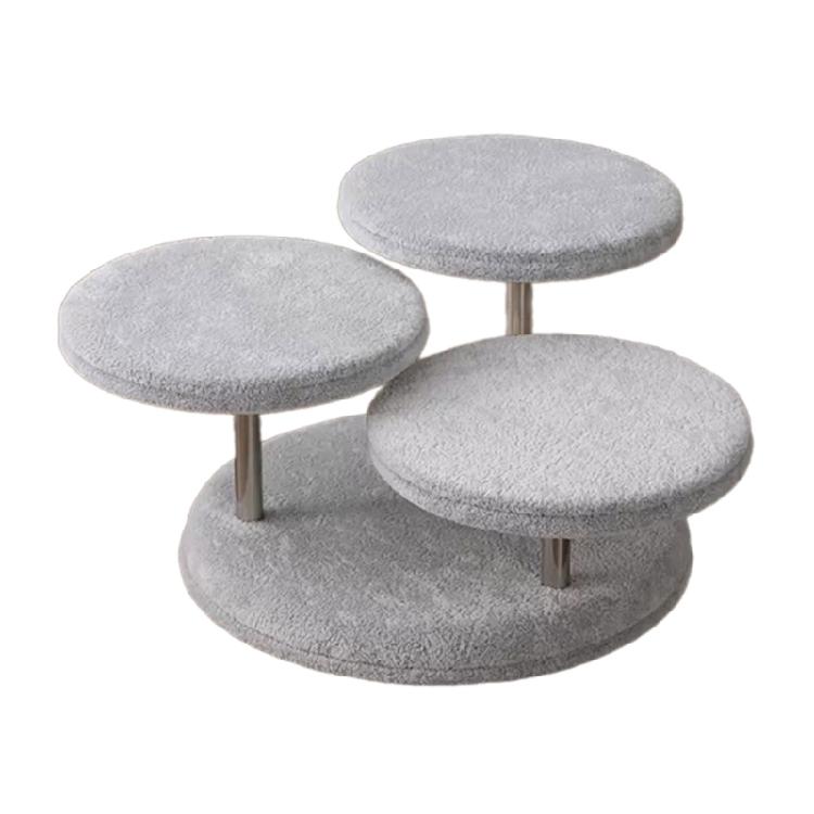Modern Jewelry Presentation Stand with Three Circular Discs Fabric Material серый