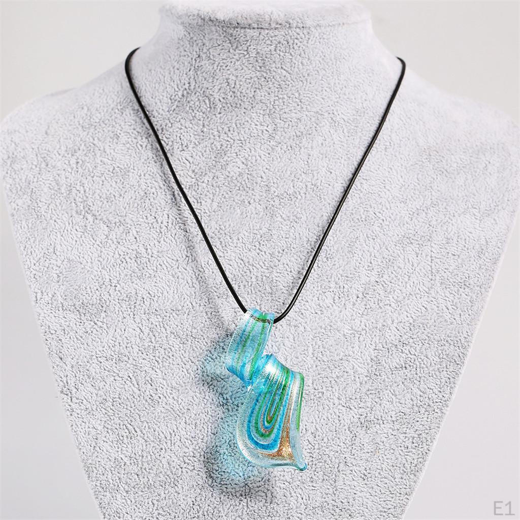 1 Set Fashion Striped Spiral Glass Necklace Earrings Women's Jewelry Pendants Charms