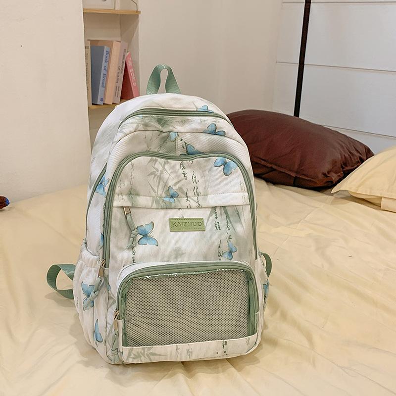 

Школьный рюкзак Новый Милый Рюкзак для Девочки Большая Вместимость Маленький Рюкзак с Принтом Бабочки для Учеников Младших Классов зелёный