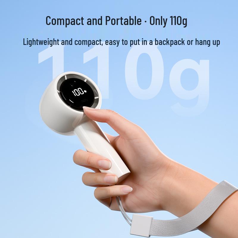 2026 Portable USB Rechargeable Handheld Mini Hurricane Fan with Digital Display