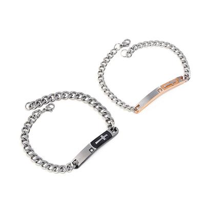 Men / Women Fashion Concise Metal Chains Cross Pattern Bracelet Cool Lovers Hand Chains