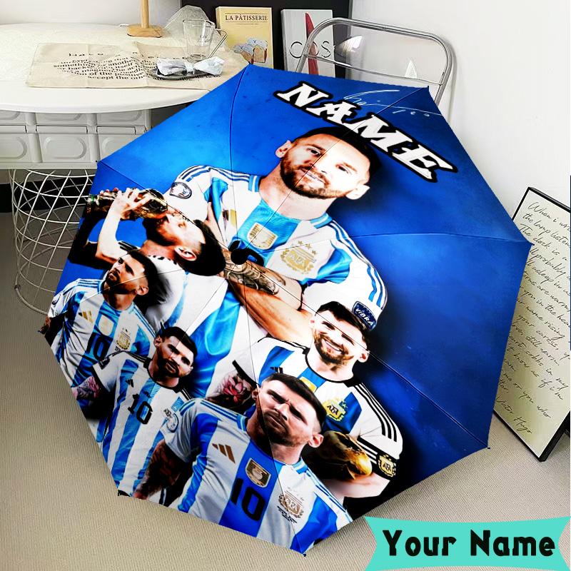 Custom Name Argentina Football Legends Umbrella, Foldable Umbrella Suitable for Outdoor Shopping Travel Sports, Exquisite Gift for Family