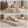 Floor Couch,Compression Sofa,Convertible Sofa Bed-with Pillow Back Support Armrest,Corduroy Fabric,for Living Room Bedroom,White
