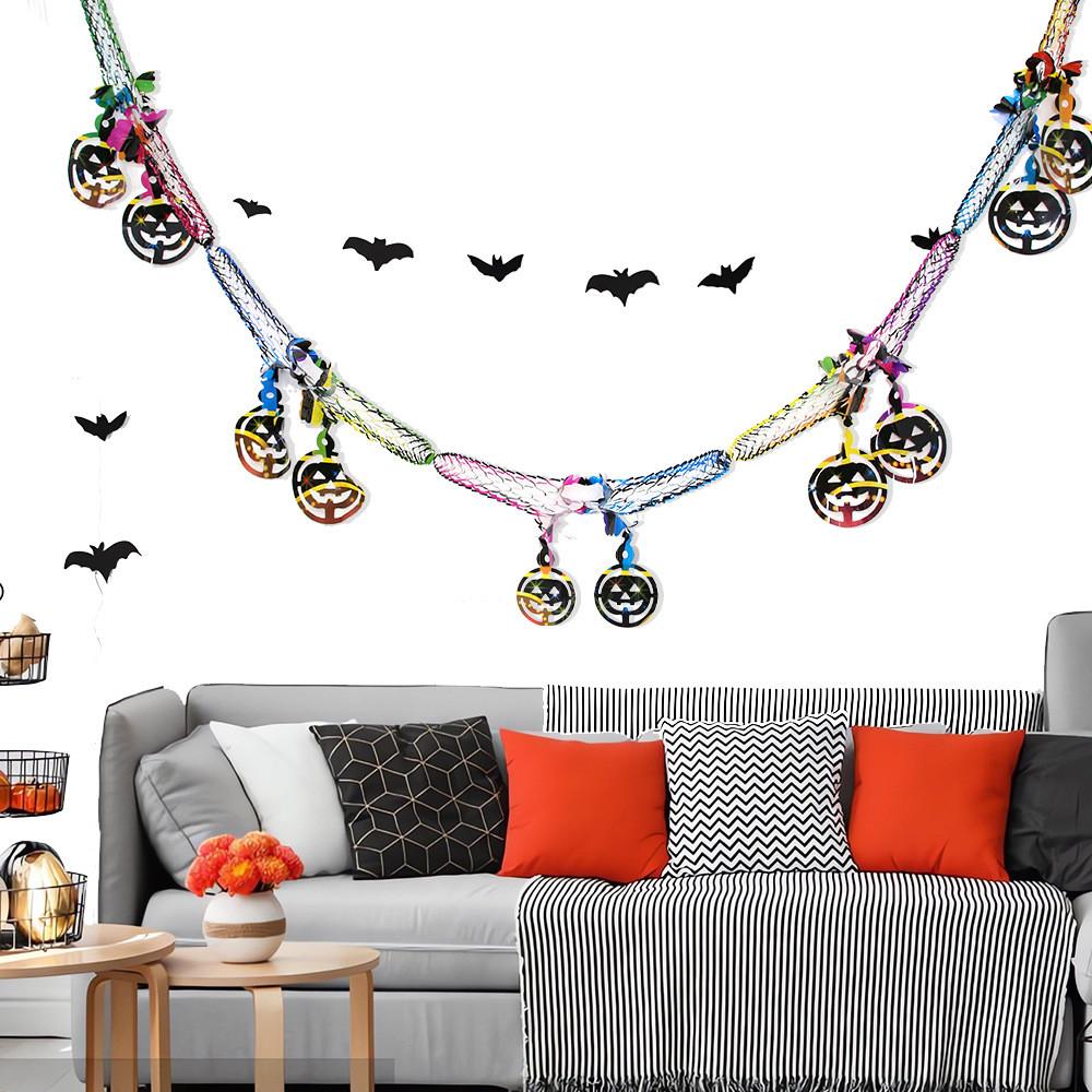 Cheerful Halloween Themed Hanging Decorations With Colorful Pumpkin Ghost Bat And Spider Designs