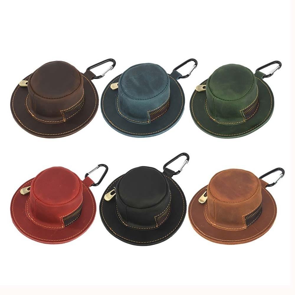 Polyester Fischerhut Anhänger Beutel Leder Einfarbige Cowboykappe Hängende Tasche Spritzwassergeschützt Anti-Verlust
