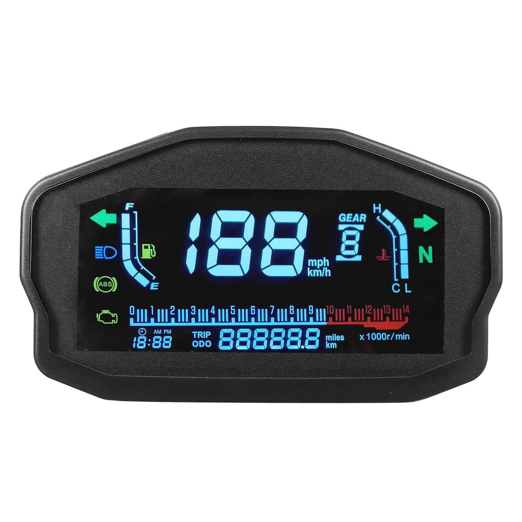 Motorcycle Instrument Cluster Speedometer Tachometer LCD Digital Display Water Temperature Oil Level Meter