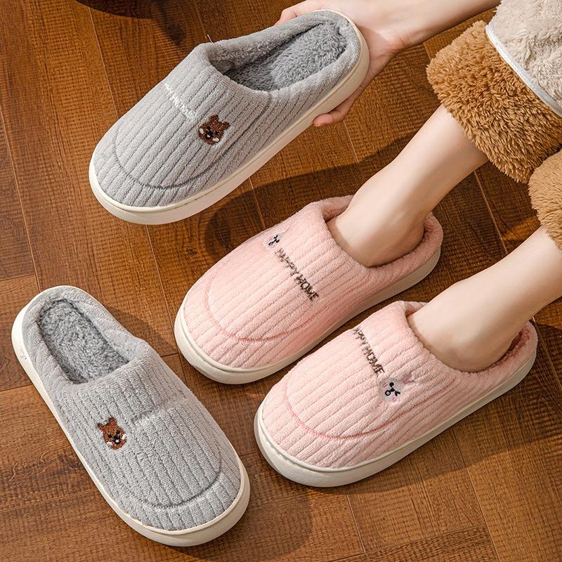 New cotton slippers men's winter indoor thermal slippers women's home plush cotton slippers