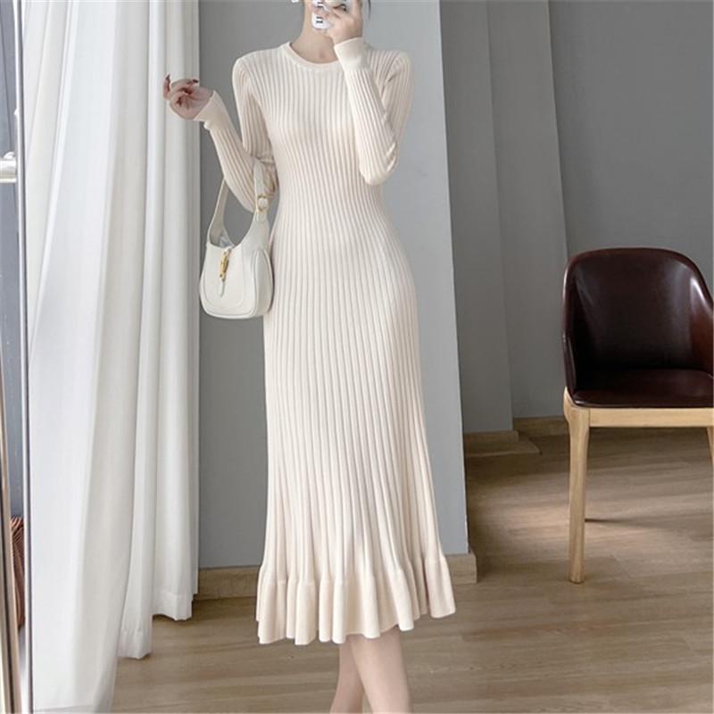 Rochie lungă tricotată coadă de pește pentru femei