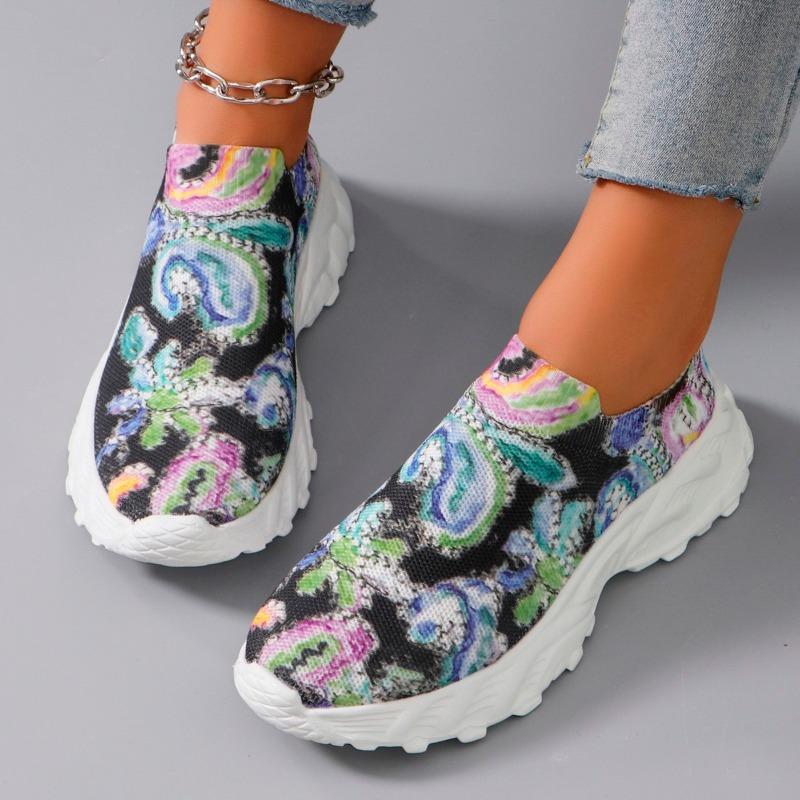 

Модные разноцветные кроссовки с цветочным принтом, женские модные сетчатые спортивные туфли со стразами, на толстой платформе, повседневная и удобная женская обувь 35 чёрный