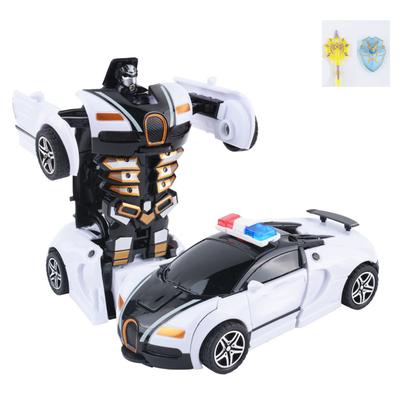 Transformující auto hračka odolná proti nárazu s dvojitou setrvačností Robustní odolná robotická hračka pro děti, chlapce, bílá