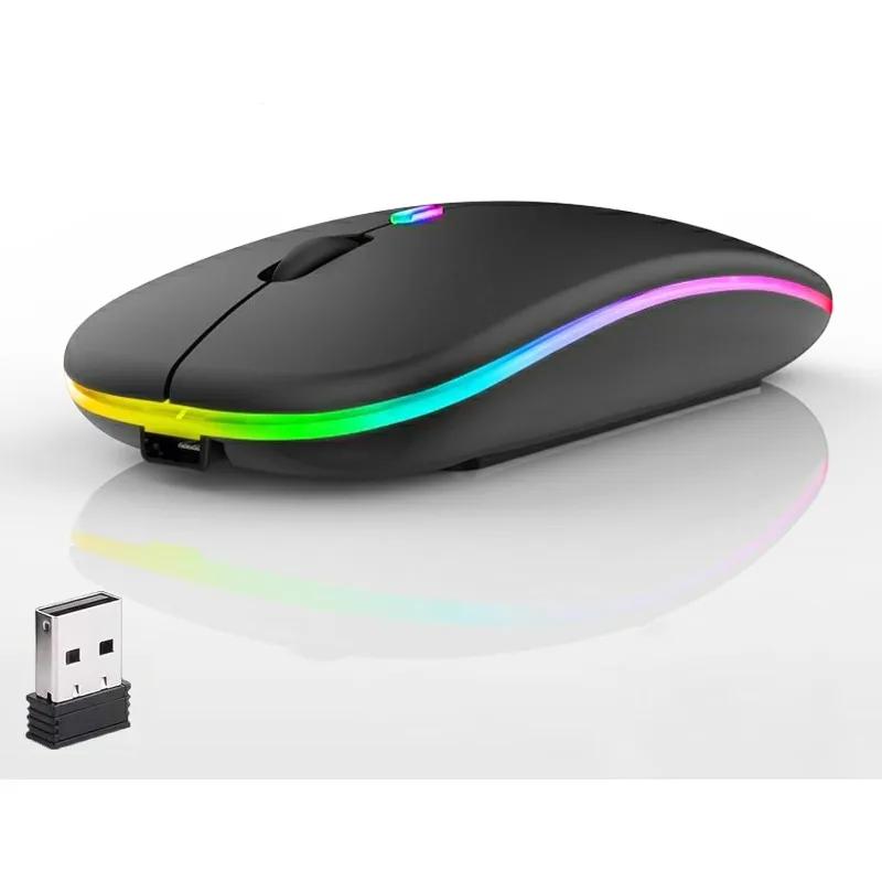 

Bluetooth Wireless Mouse for Computer PC Laptop IPad Tablet with RGB Backlight Mice Ergonomic Rechargeable USB Mouse