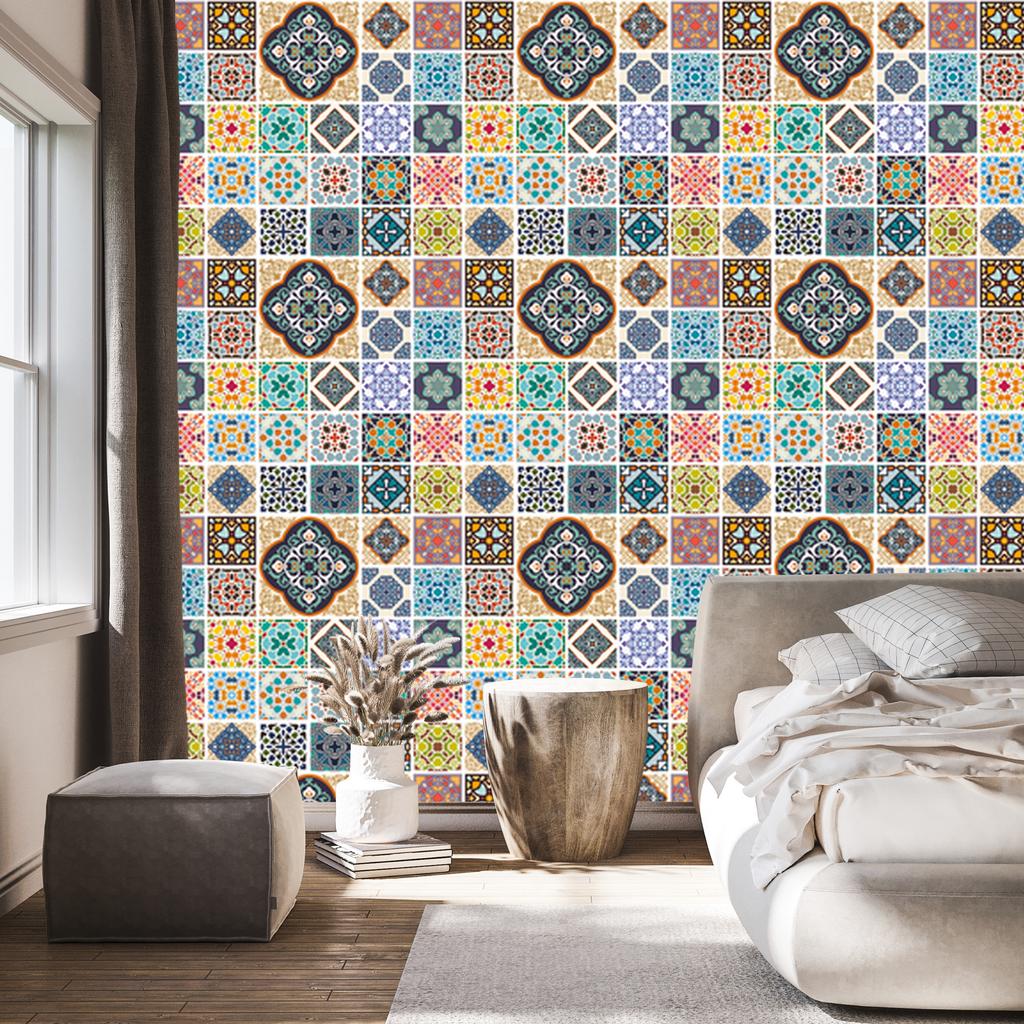 Colorful and oriental mosaic wallpaper for living room and bedroom 50x1000