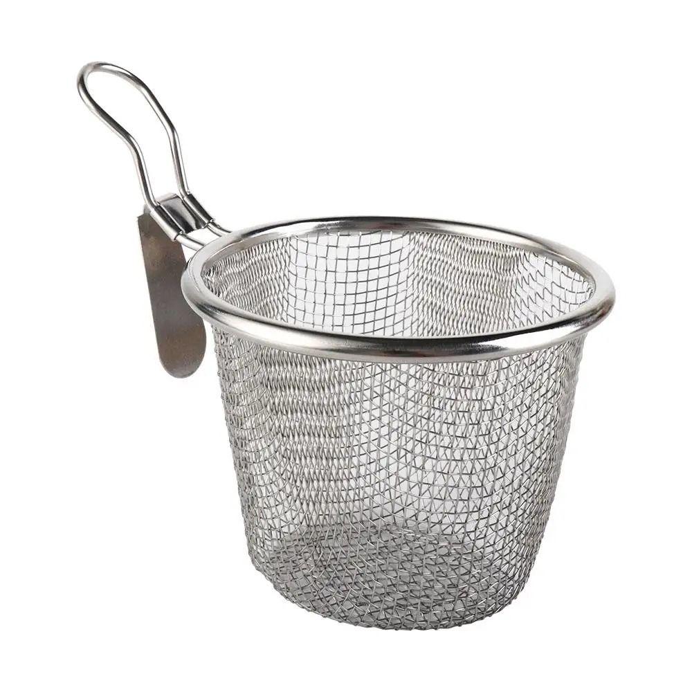 1Pcs Kitchen Tableware Mesh Strainer Spoon Long Handle Frying Filter Basket Hot Pot Strainer