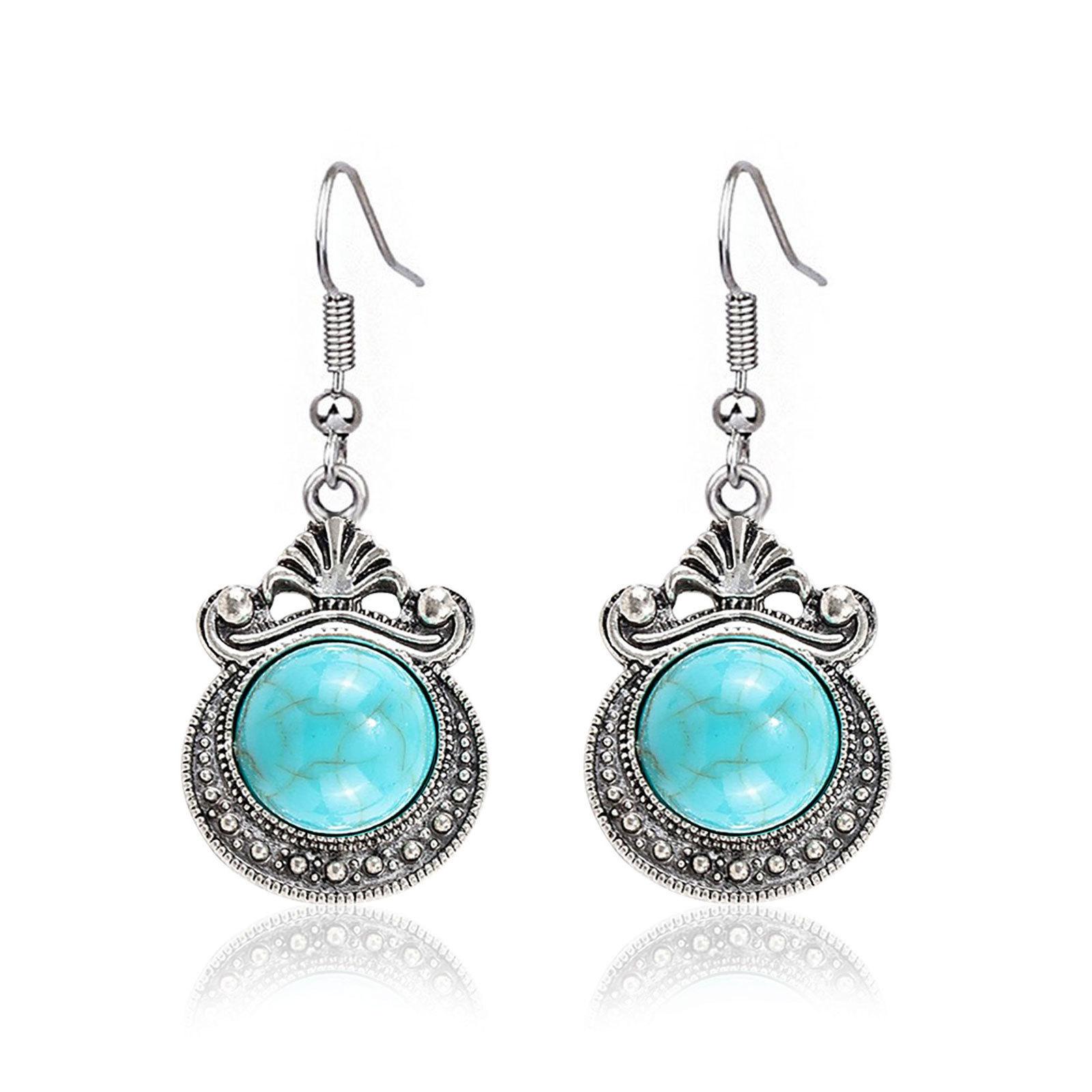 

Hot-selling fashion simple bohemian ethnic style retro turquoise knife axe pattern earrings pendant set