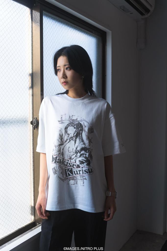 [Yushin Rengetsu Co., Ltd.] STEINS;GATE Makise Kurisu Ink Painting Style White Monochrome T-Shirt (JP, Alphabet, XL)