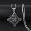 Witch Knot Pendant Necklace Celtics Irish Amulet Stainless Steel Square Chain Choker Pagan Witchcraft Luck Jewelry