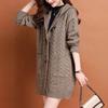 Women Spring Autumn Hooded Cardigan Sweater Jacket Ladies Mid Length Sweater Casual Knitted Overcoat
