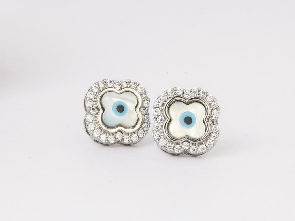 Evil Eye Earrings | Real 925 Silver Jewelry | Protection Earrings Evil Eye Studs | Silver Evil Eye Earrings