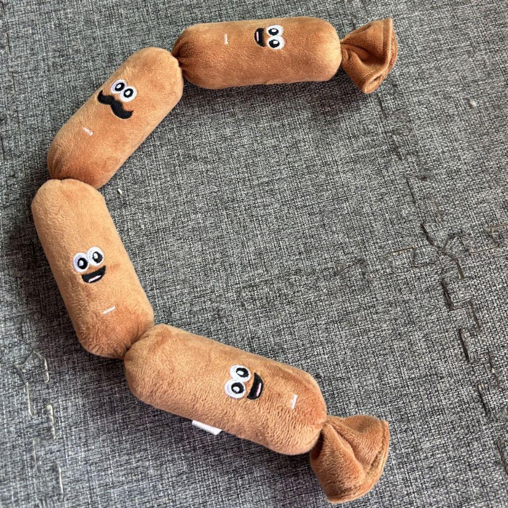 Cartoon Plush Sausage Sound Toy Bite-resistant Pet Chew Plush Toy Squeaky Dog Toy Relieve Boredom