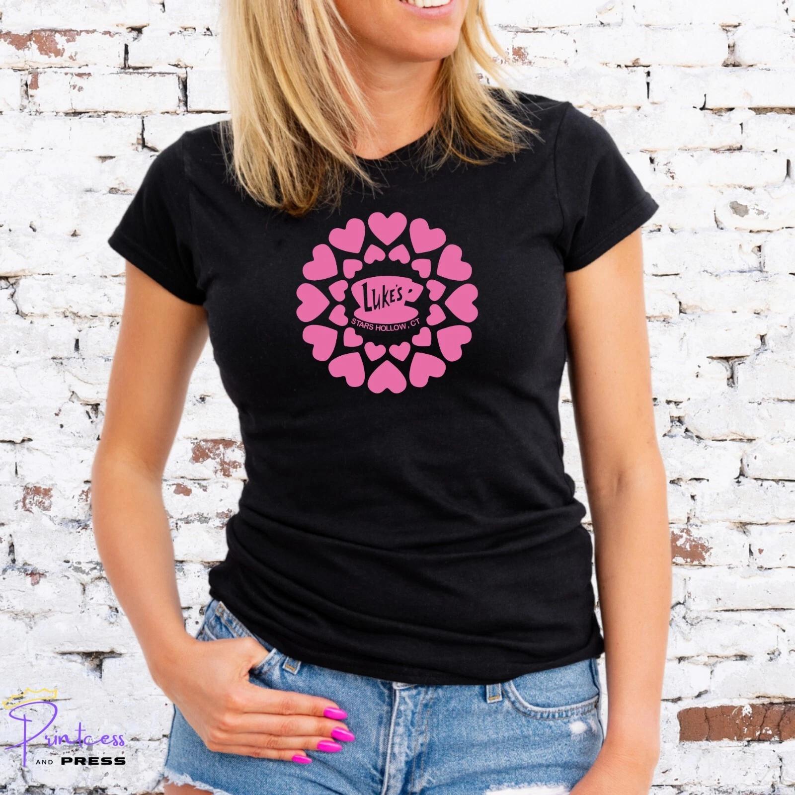 LUKE S DINER T-Shirt, PINK HEART MOTIF, GILMORE GIRLS, Unisex/Lady Fit 3XL