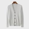 Men's V-Neck Knitted Cardigan: Business Casual Solid Color Sweater for Spring & Autumn