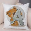 Cute Cartoon Bear Animal Cushion Cover for Sofa Children Room English Letter Print Pillow Case Short Plush Pillowcase 45x45cm