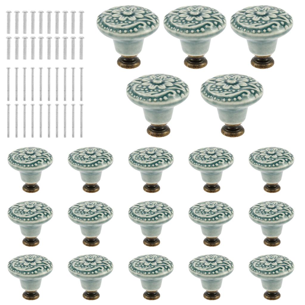 20Pcs Ceramic Knob Set Door Knobs Cabinet Handles Cupboard Drawer Kitchen Bathroom Multipurpose Cupboard Door Pull Handle