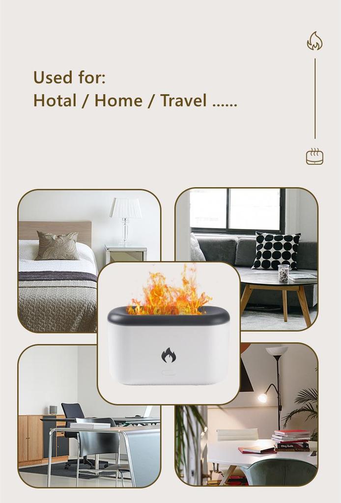 Flame Aroma Diffuser Humidifier with Night Light - Ideal Creative Gift for Home, Bedroom, Family, and Friends.