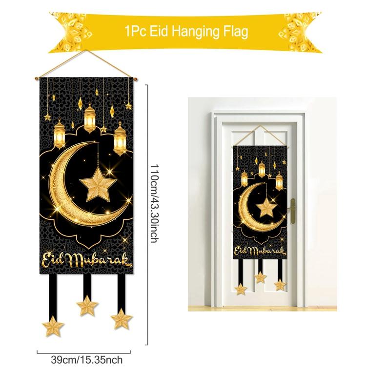 Eid Mubarak Dekobanner 2026 Kareem Ramadan Deko für Zuhause Ramadan Mubarak Hängende Flagge Islamische Muslimische Party Deko Eid Al Adha