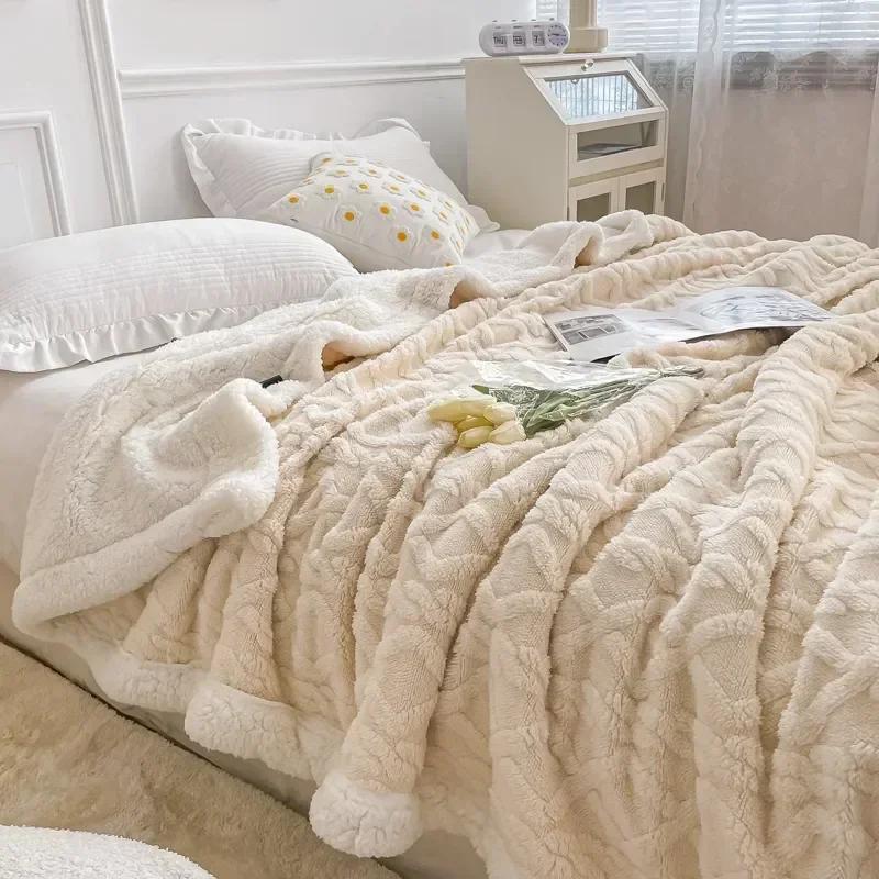 Plaid-Bettdecke für Kinder und Erwachsene, warme Winterdecken und Überwürfe, dicke Woll-Fleece-Überwurf, Sofa-Bettdecke, Bettdecke, weiche Tagesdecke