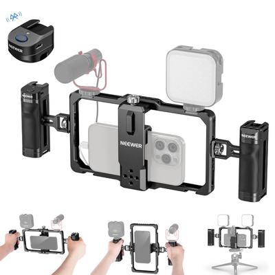 NEEWER Cage pour Smartphone Vidéo Rig Cage Universelle pour Smartphone avec Obturateur Bluetooth Poignée Latérale Stabilisateur pour Film Vidéo Compatible avec iPhone 15 Pro