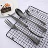 Ny design 18/10 bestick i rostfritt stål Silver Svart Bestick Middagskniv Gaffel Dessertsked Bestick Mat Bestick Dropship