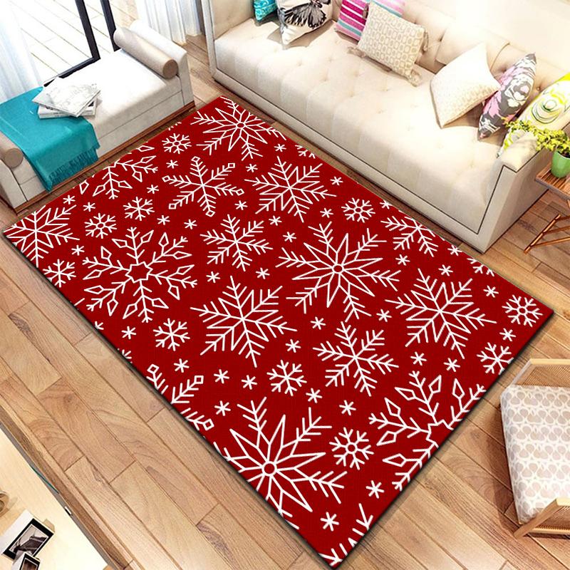 Art Snow Christmas HD-bedruckter großer Teppich, Teppich für Wohnzimmer, Schlafzimmer, Sofa, Dekoration, rutschfeste Fußmatten