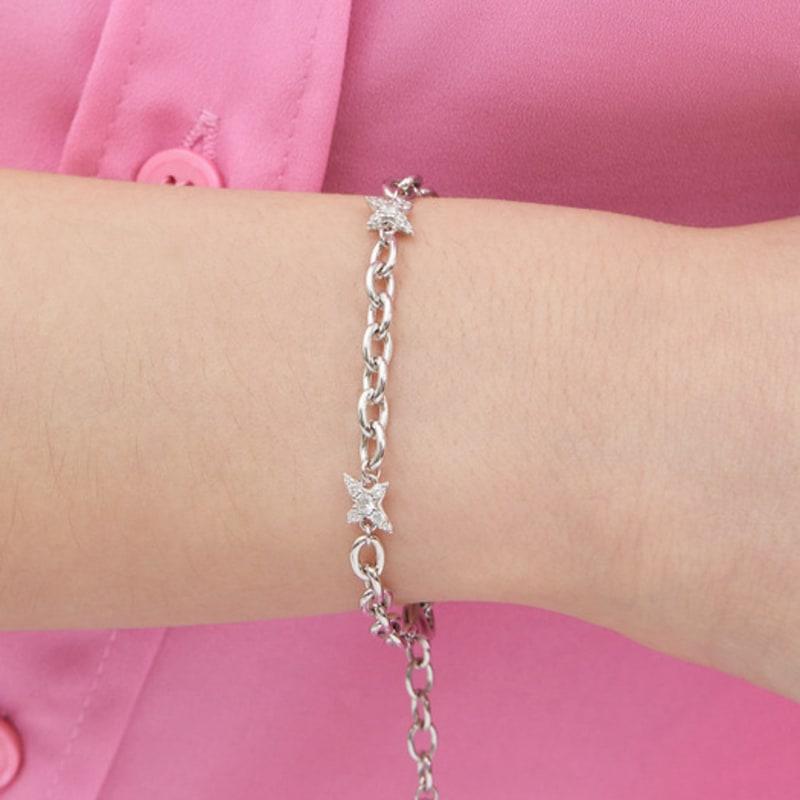 

hyeres-lor Nova Silver (W) Pave Link Station Bracelet HL1B54121W9180 single type