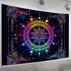 2D UV Glow Mandala Tapestry, Rainbow Boho Floral Wall Hanging for Party