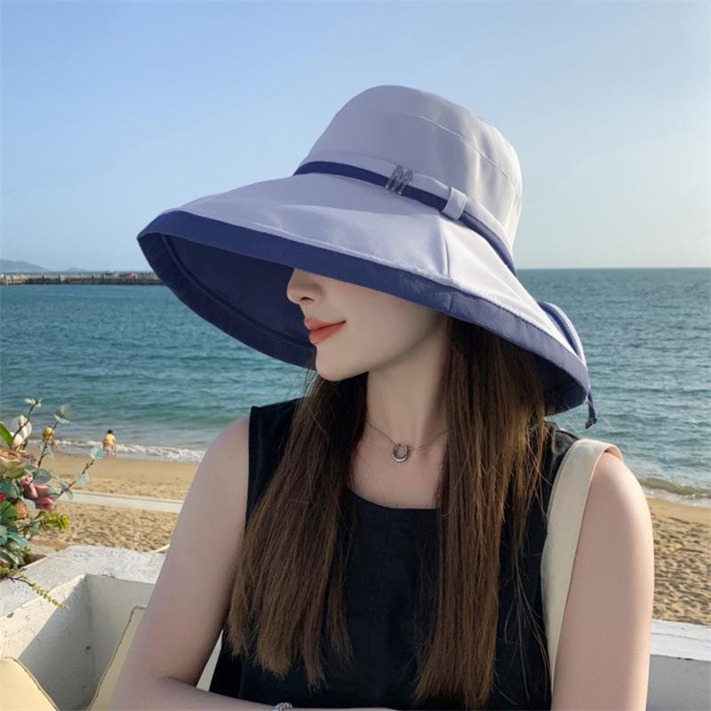 Hat Spring and Summer Women's Versatile Double-sided Bucket Hat Solid Color Big Eaves UV Protection Sun Hat Women's Summer Sun Protection