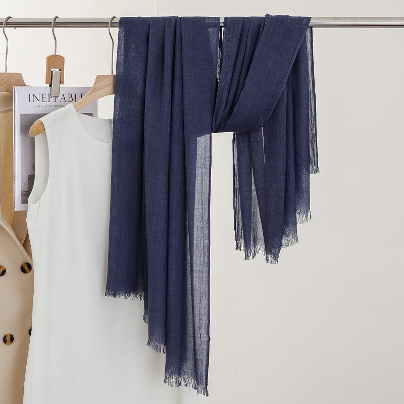 Monochrome Thin Scarf Women'S Sunscreen Shawl Solid Color Simple Imitation Cotton And Linen Silk Scarf High-End Yarn